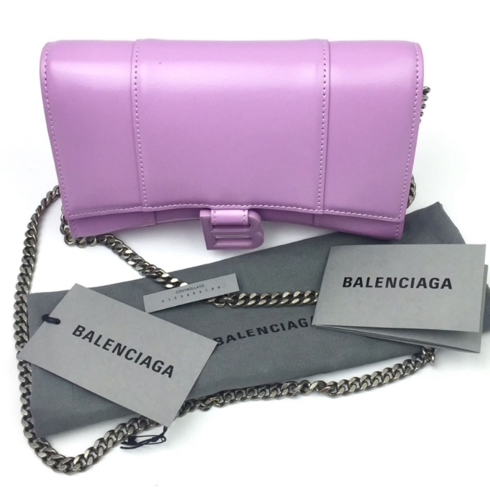 Balenciaga Hourglass Leather Wallet-On-Chain Authentic Like-New - Picture 1 of 16